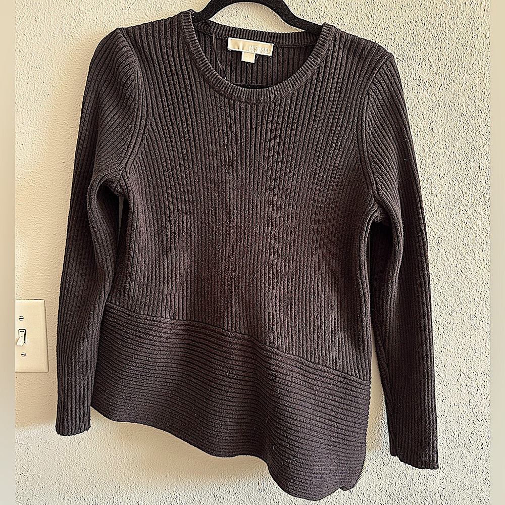 M Michael Kors black sweater with gold side zipper asymmetrical size large